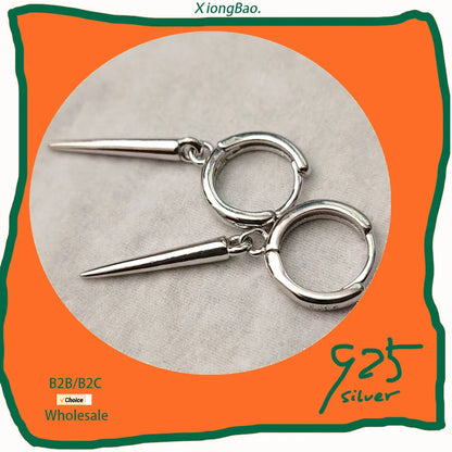 925 Sterling Silver Geometry Asymmetric Earring for Women Girl Simple Office Jewelry Gift Dropshipping