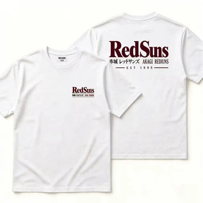 Men's Youth Pure Cotton Short-Sleeved T-Shirt Japanese JDM Initial D Akagi REDSUNS Design for All Four Seasons 2026