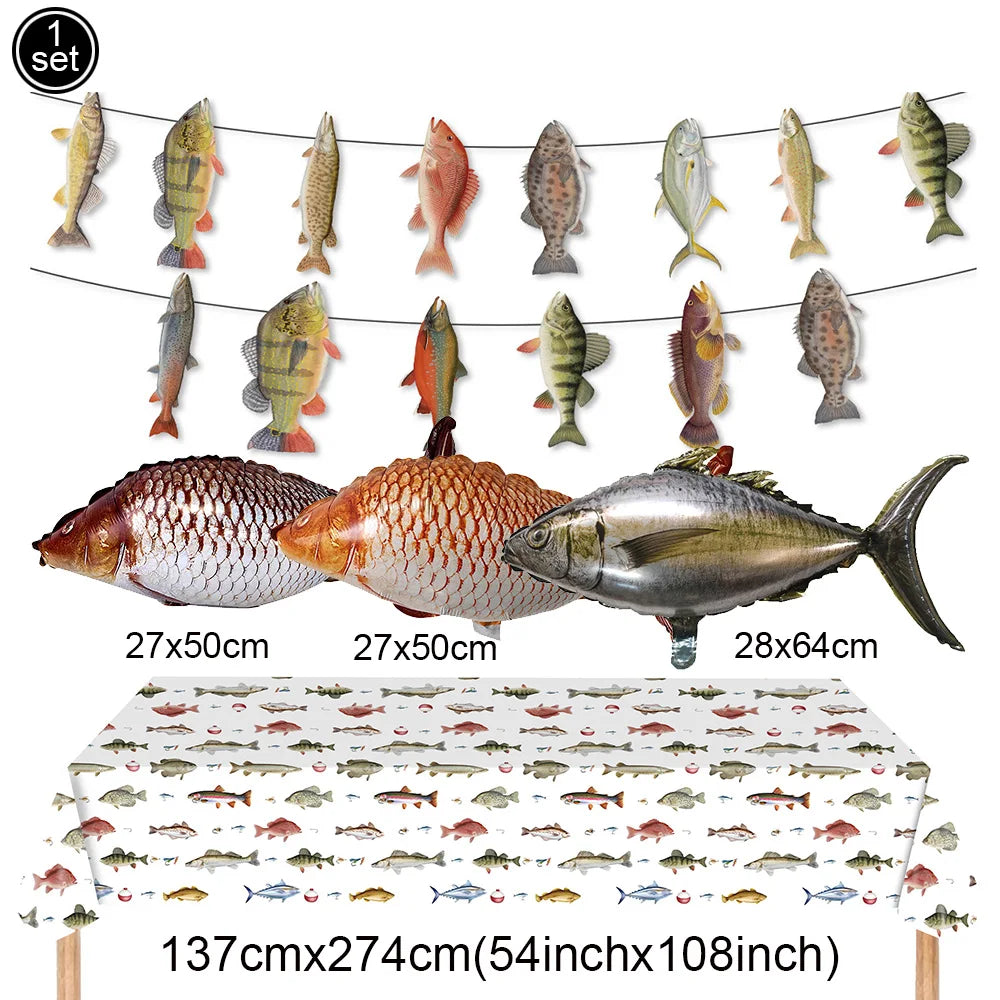 Fish Balloons Realistic Balloons Fishing Birthday Party Decor Cute Inflatable Fish Balloons for Fishing Theme Party Decorations