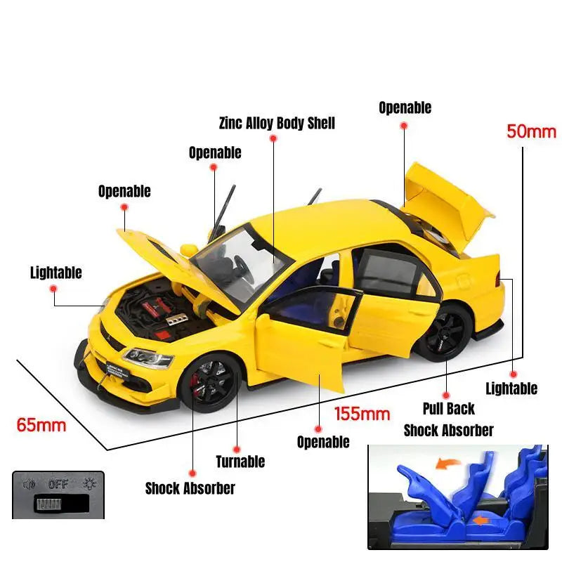 1/32 Mitsubishi Lancer EVO Final Edition JDM Racing Toy Car Model Diecast Metal Miniature Collection Gift For Children Boys