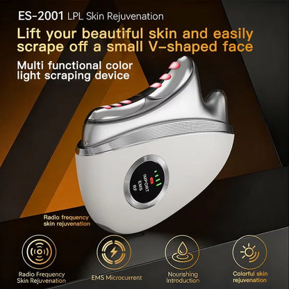 4 in 1 EMS Facial Neck Beauty Scraping Massager Microcurrent LED Light Vibration Portable Skin Care Tool Firming Anti Aging