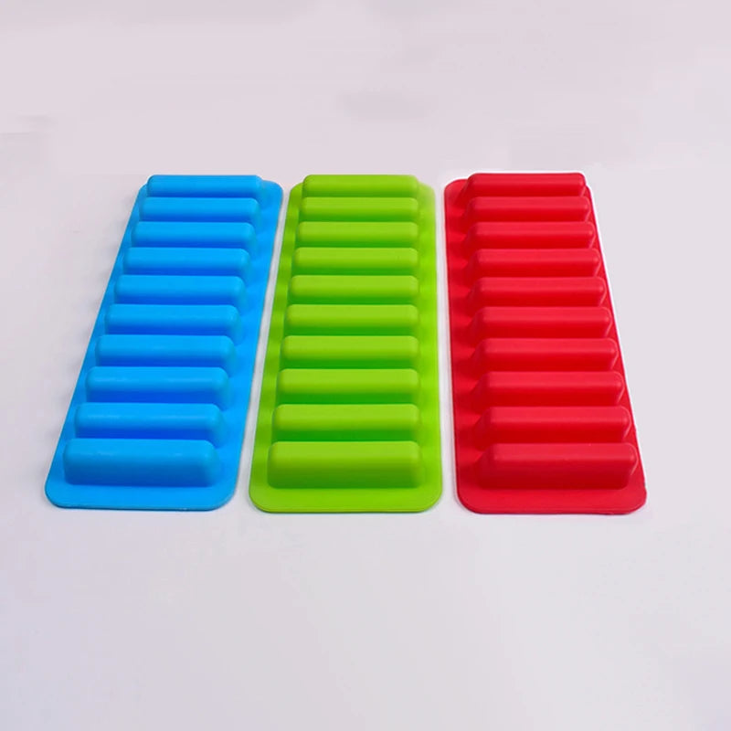 Long Strip Silicone Mold 10 Cavity Finger Shaped Chocolate Rectangular Cereal Chocolate Bar Cookie Ice Cube Trays Baking Tools
