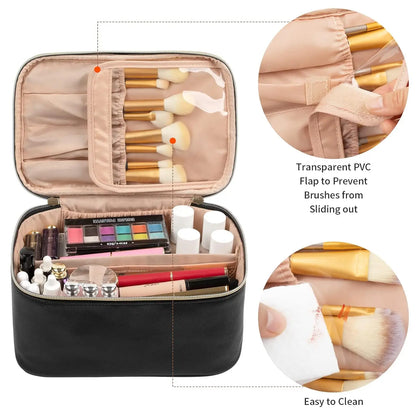 Makeup Bag Portable Cosmetic Bag Large Capacity Travel Makeup Case Organizer Black For Women Toiletry Bag for Girls Traveling