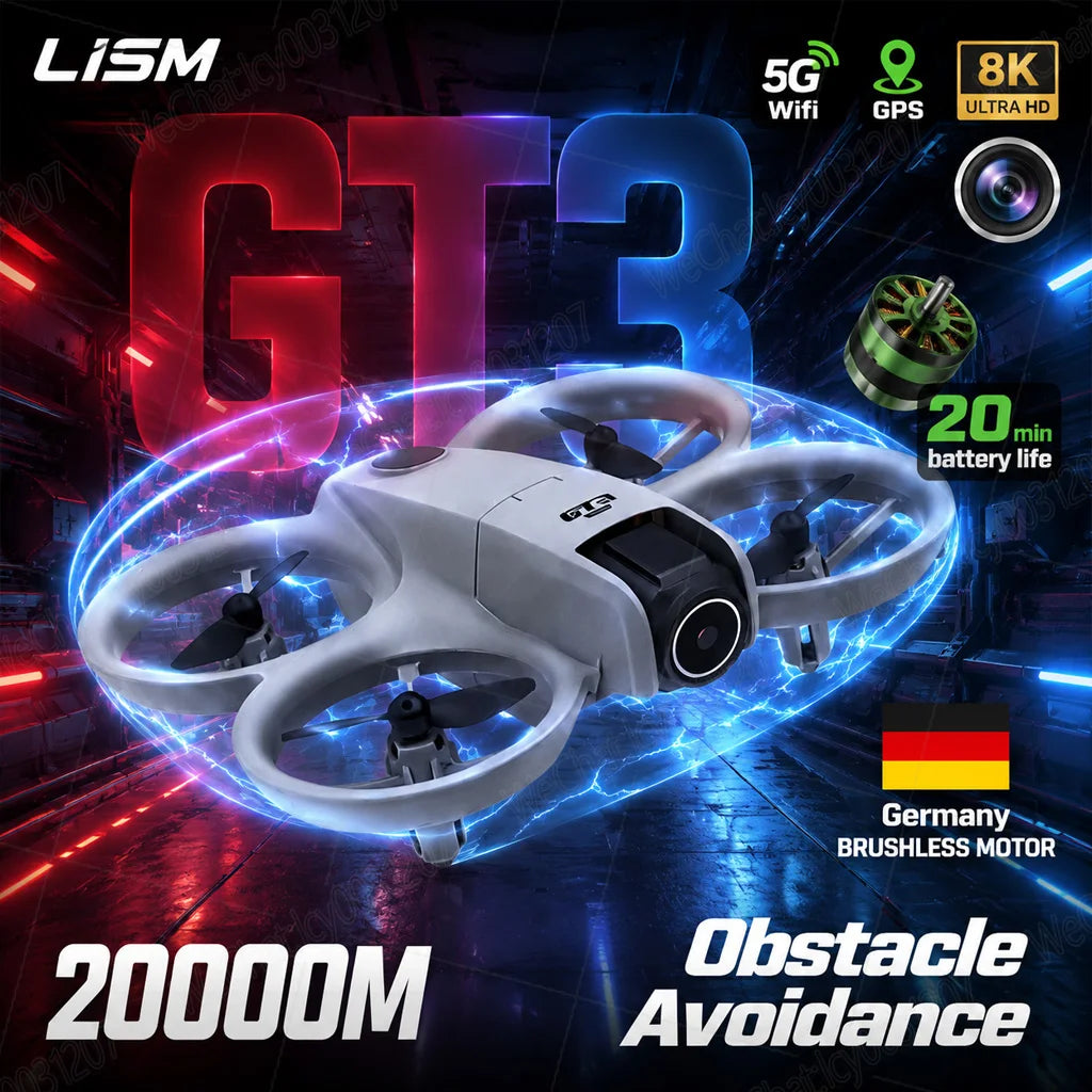 LISM GT3 Max Drone 4K Professional Camera Mini Flying Camera FPV Dron Brushless Motor Optical Flow Hovering Childrens Gifts Toys