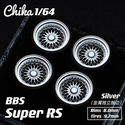 Hotwheels Tomica MiniGT (Supplied with axle) 1/64 Chika Wheels with Rubber Tires Model Car Modified Parts BBS RS JDM VIP For
