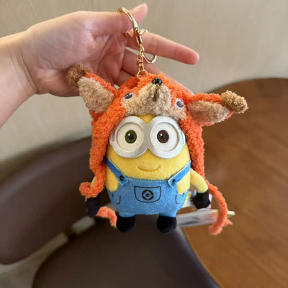 Genuine Cute Little Yellow Minion Bob Backpack Pendant Cartoon Plush Doll Keychain Bag Doll Decoration Birthday Gift