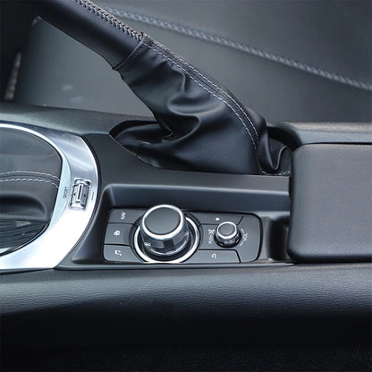 For Mazda MX-5 ND 2016-2023 ABS Carbon Fiber Car Handbrake Panel Frame Central Media Button CoverSticker Accessories