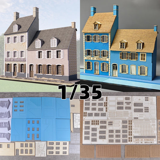 Assembly Architectural Building Model Sand Table Normandy Cafe Club Diorama Scale Model Kit Display Base Stand 1/35