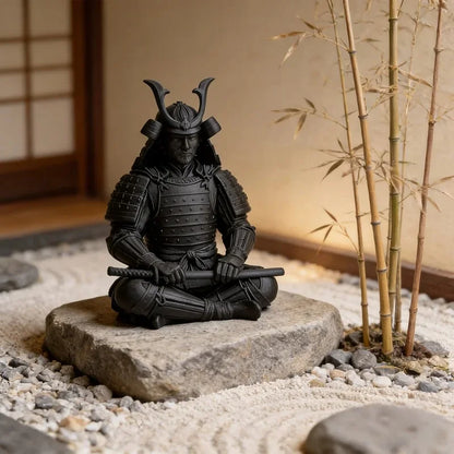 Mini Japanese Samurai Figurine 3D Printed Sitting Posture Bushido Warrior Statue Desktop Ornament Tea Tray Study Shelf Zen Decor