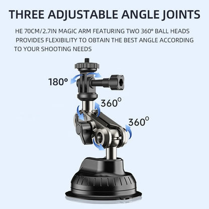 Car Suction Cup Phone Action Camera Holder 1/4 Inch Action Camera Dash Cam Phone Car Mount Suitable for DJI/Shadowstone Insta360