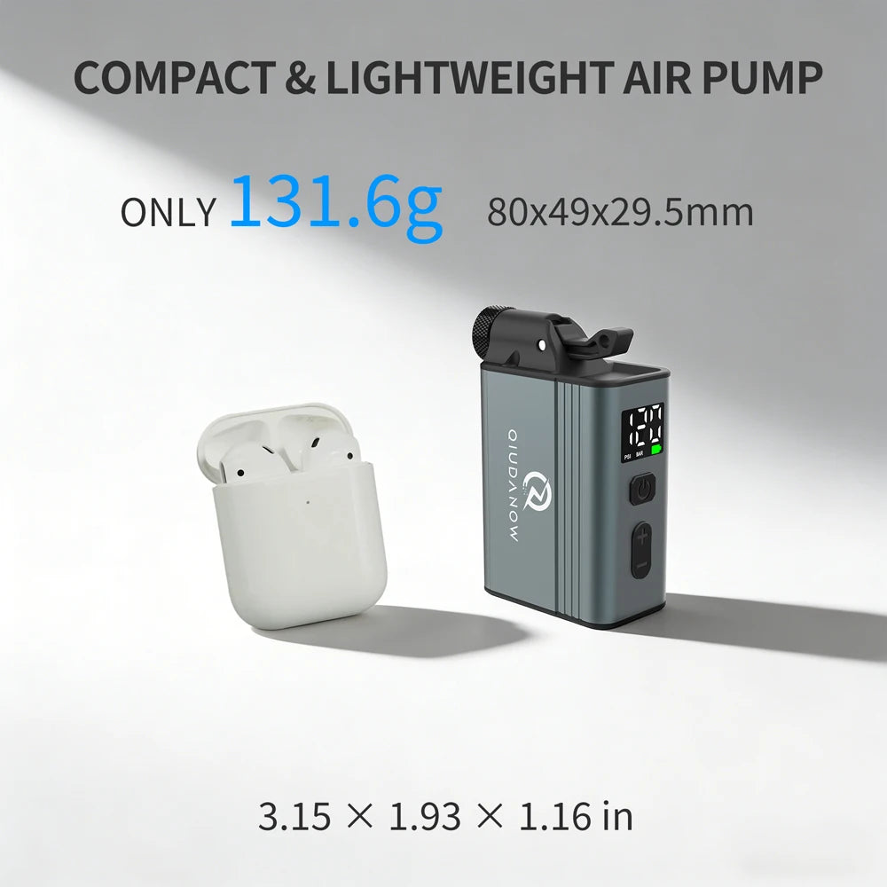 QIUDANOW Mini Electric Bike Portable Air Inflator Tire Gauge Wireless Air Pump Schrader Presta Clik Valve Bicycle Accessories