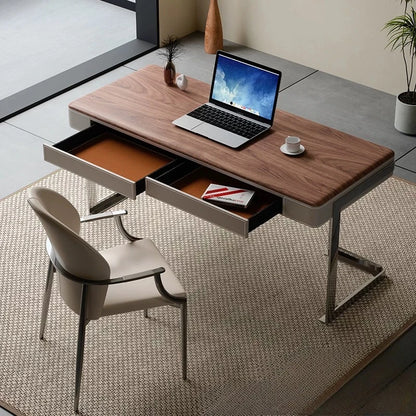Retro Style Walnut Grain Solid Wood Desk Minimalist Aesthetic Office Desk Modern Display Design Executive Luxury Office Desks
