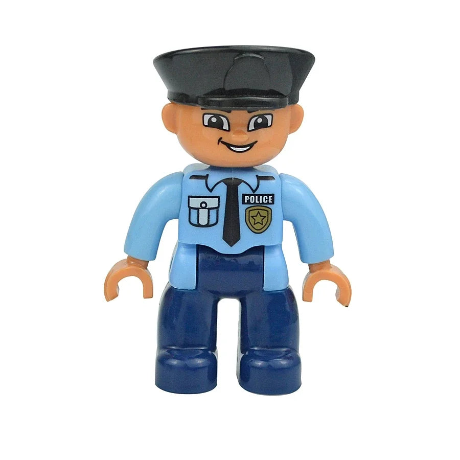 Figures Dolls Big Size Building Blocks Family Action Workers Doctor Police Farmer Compatible Large Bricks Duploes Kid Toys