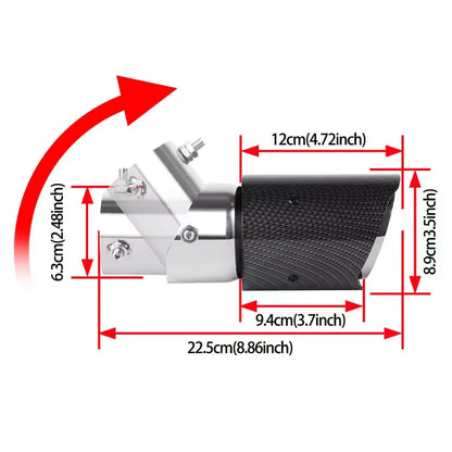 Stainless Steel Car Exhaust Tip, Carbon Fiber ABS Shell Multi-Angle Adjustable Curved Muffler Decor Cover
