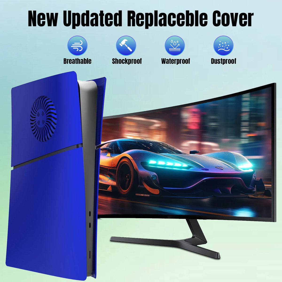 Faceplate with Cooling Vent for Playstation 5 Slim ABS Protective Shell Cover Replacement Plate for New PS5 Digital Edition