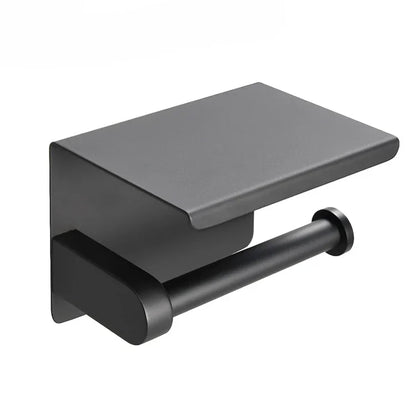 Multifunctional Toilet Paper Holder with Shelf Wall Mounted Double Roll Towel Holder Bathroom Gold