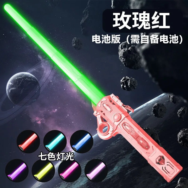 Children's Boy Laser Sword Planet Telescopic Light-Up Sword Two-In-One Multicolor Flashing Fluorescent Stick Toy Gift
