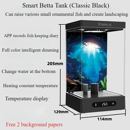 Smart Betta Fish Tank Mini Desktop Aquarium with Constant Heating Thermostatic Full Color LED Light Eco Night Lamp
