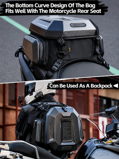 Rhinowalk Motorcycle Helmet Tail Bag 23L-35L Expandable Waterproof Rear Seat Bag Backpack for Street Sport ADV Bikes Storage New