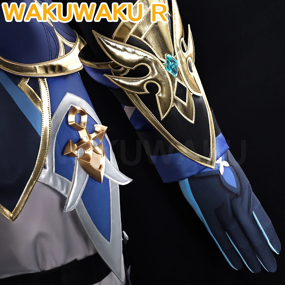 【Ready For Ship】Lohen Cosplay Costume Game Genshin Impact【S-2XL】WakuWaku-R Men Lohen Halloween Knights of Favonius Wig Plus Size
