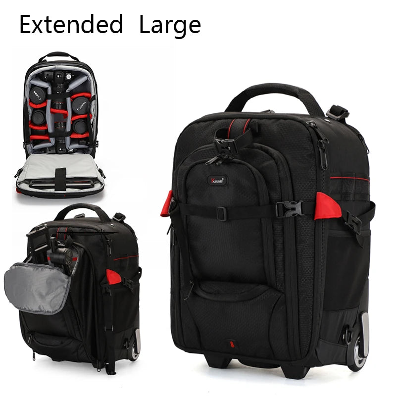 Trolley Photography Backpack Professional Camera Bag Trolley Travel Suitcase Video Photo Digital Camera Luggage Trolley Backpack