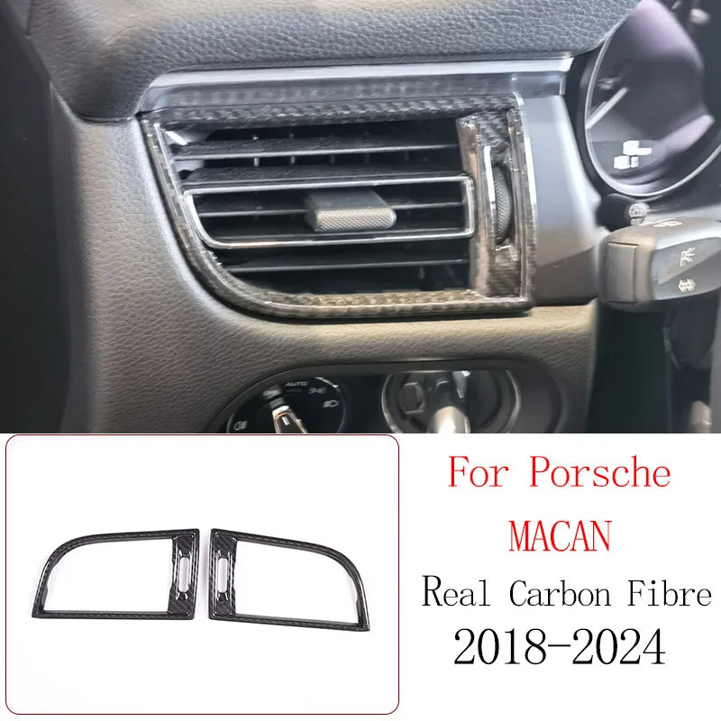Real Carbon Fiber For Porsche Macan 2014-2020 Inner Door Central Control Gear Panel Cover Door Sill Trim Stickers Accessories