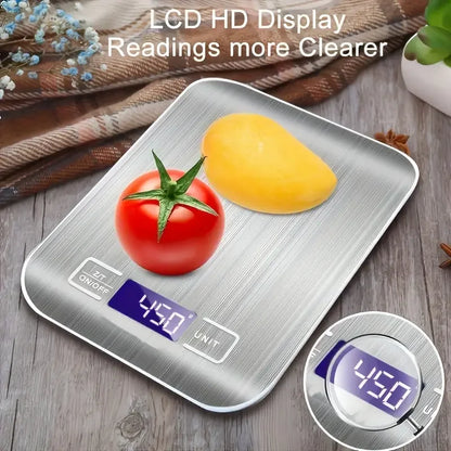 5/10KG LCD Display Digital Kitchen Electronic Scale Stainless Steel Panel USB Charg Precise Small Platform Scale Portable