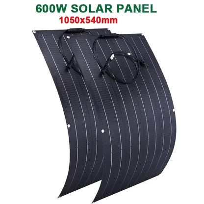 300W 600W Flexible Solar Panel With 60A Solar Regulator Cable For 12V Battery Charger Home Roof Outdoor Camping Car RV Boat