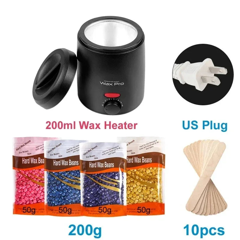 200ml Wax Melting Machine + 100g/200g /300g Wax Beans Set, Wax Heating, Wax Hair Removal And Wax Therapy Machine Wax Melting Pot