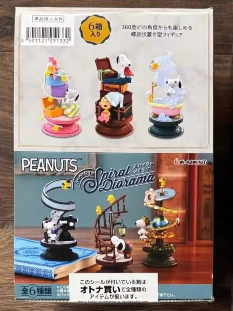 Re-Ment Snoopy Blind Box 3d Spiral Model Miniature Scene Collectible Figurine Shokugan Trading Figure Birthday Gift In Stock ﻿