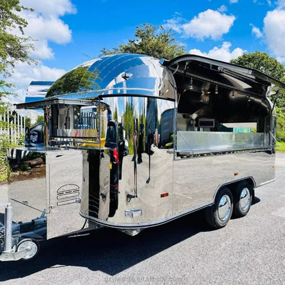 Mobile Kitchen Food Truck Trailer Pizza Oven Griddle Outdoor Stainless Steel Construction Customizable Sale