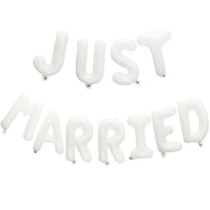 1Bag 16inch Just Married Foil Balloon Banner Bachelorette Hen Night Party Bridal Shower Engagement Party Wedding Decorations