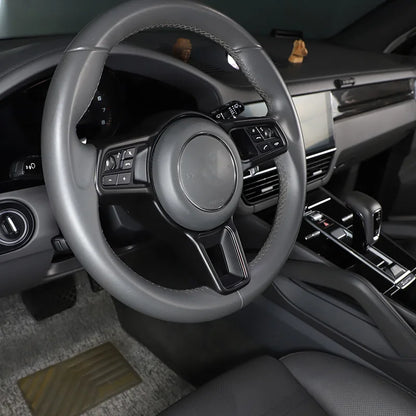 For Porsche Macan Cayenne Panamera 718 911 918 ABS Matt Black Texture Interior Steering Wheel Cover Trim Interior Accessories