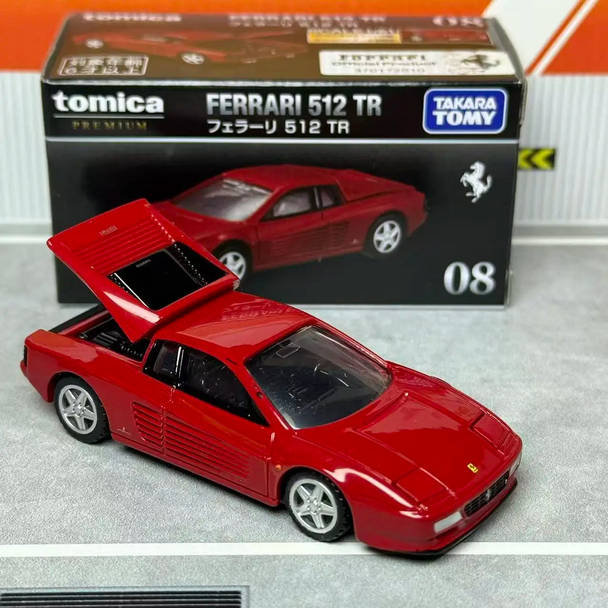 Takara Tomy Tomica Premium 08 Ferrari 512 TR Diecast Alloy Car Model 1:64 Classic Supercar Replica Desktop Ornament Hobby
