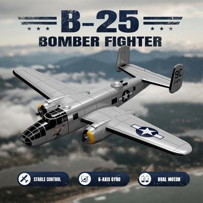 Volantex B25 Mitchell Bomber RC Fighter 2.4G 3CH Double Motor RC Plane One Key Aerobatic Aircraft XPILOT Stabilization