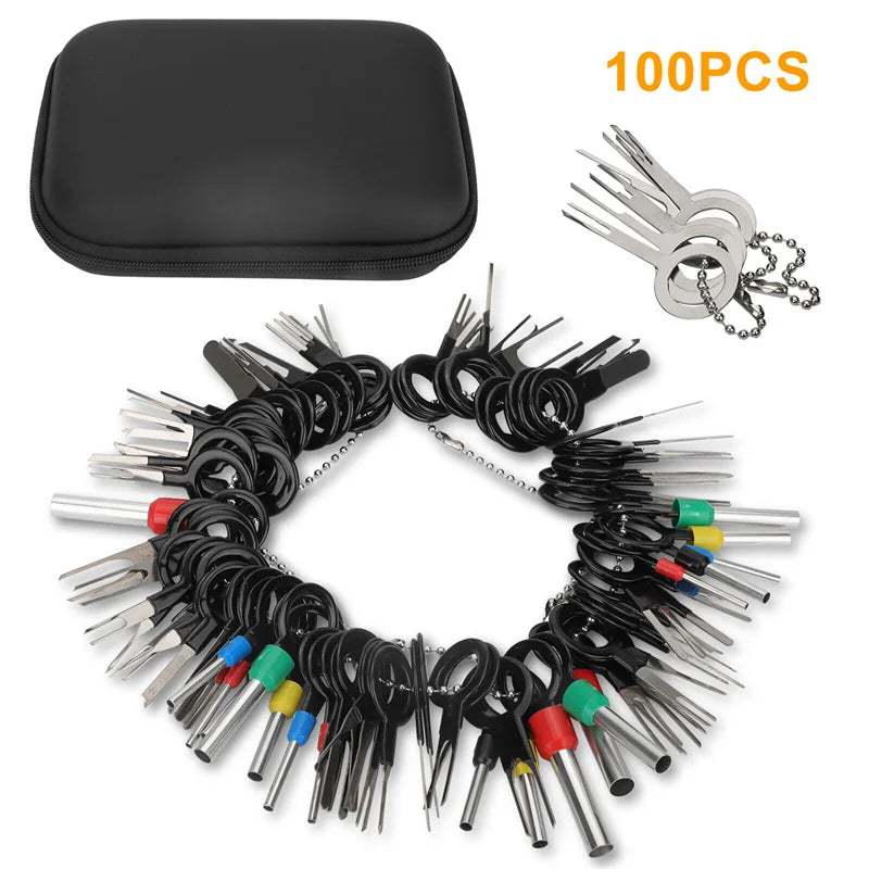 New 100Pcs Car Terminal Removal Repair Tools Electrical Wiring Crimp Connector Pin Extractor Kit Keys Automotive Plug Pullers