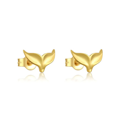 ANDYWEN 925 Sterling Silver Gold  Fish Tail Stud Earring Clips Piercing Pendiente Women luxury Fine Jewelry Simple Jewels