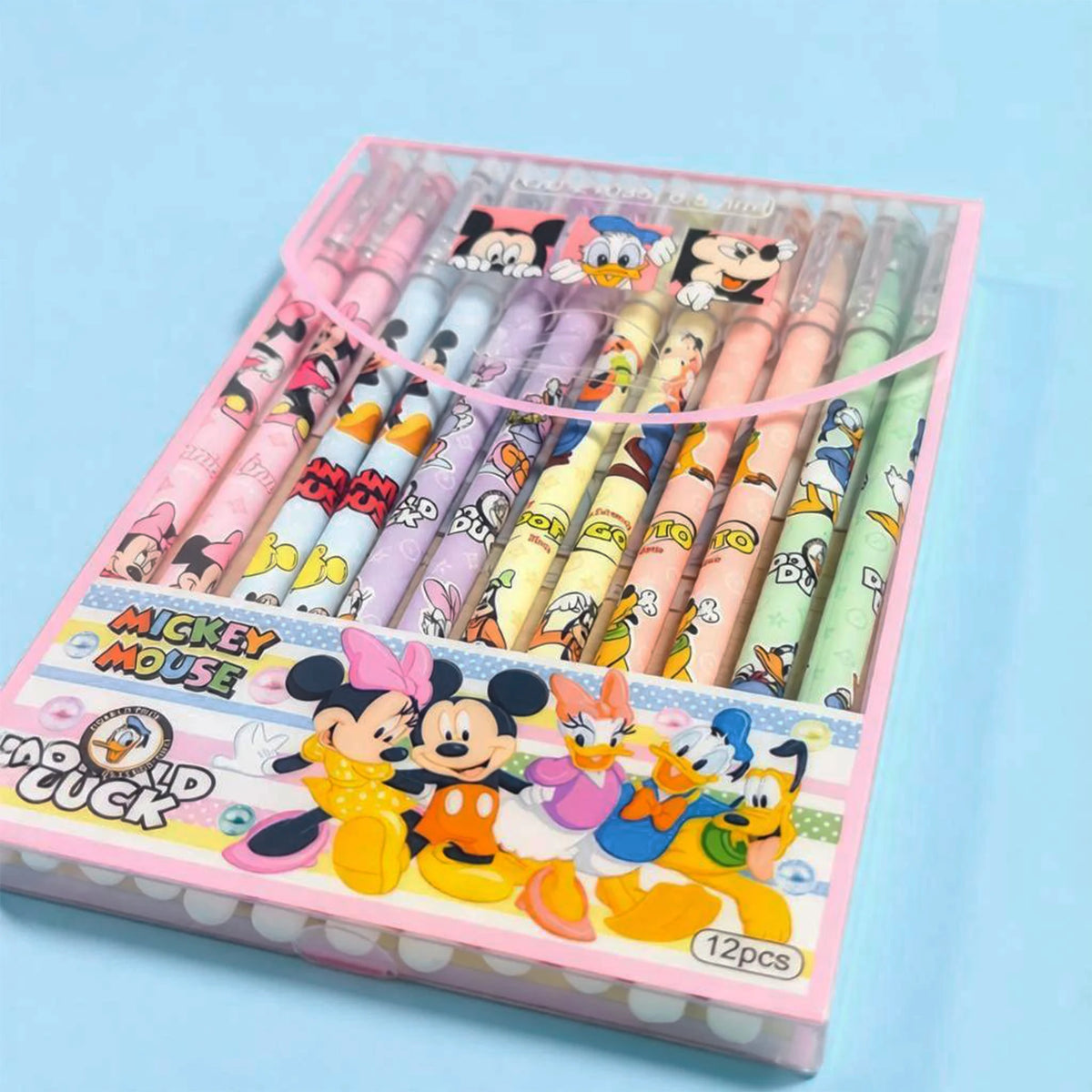 12 Pieces/Set Disney Mickey Mouse Gel Pen Cartoon Style Straight Erasable Pen Mickey Mouse House Cute Tall Erasable Pen
