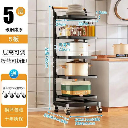 Light Luxury Metal Kitchen Trolleys Creative Storage Cart Modern Home Furniture Floor Multi-layer Fruit Vegetable Snacks Shelf