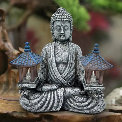 1pc Pagoda  Buddha Statues with LED Lights, Solar-Power Buddha Sculpture Decor for Home Garden, Yard, Patio, Yoga.