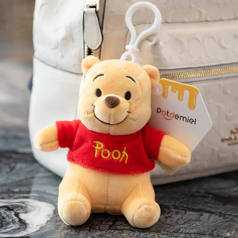 Genuine Disney Kawaii Winnie the Pooh Plush Doll Stitch Lotso Toy Story Cartoon Stuffed Anime Keychain Pendant Toys Kids Gift