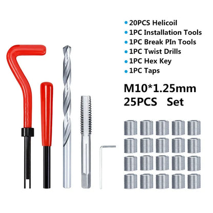 XCAN Thread Repair Kit M3 M4 M5 M6 M8 M10 M12 M14  Screw Thread Inserts For Restoring Damaged Threads Repair Tools Drill Bit
