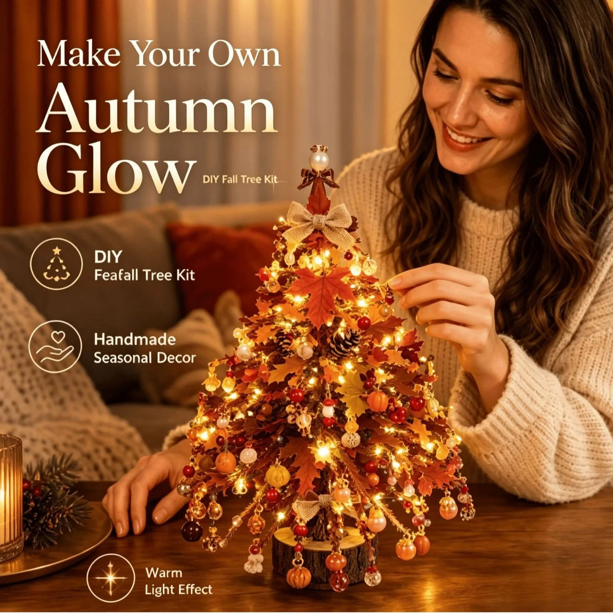 DIY Beaded Christmas Tree Kit 3D Crystal Craft with LED Lights, Stress-Free Holiday Activity&Handmade Gift for Adults,Teens,Kids