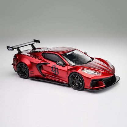 Fine Model 1/64 LB Corvette C8 Diecast Car Model Limited Edition Alloy Collectible with Display Case