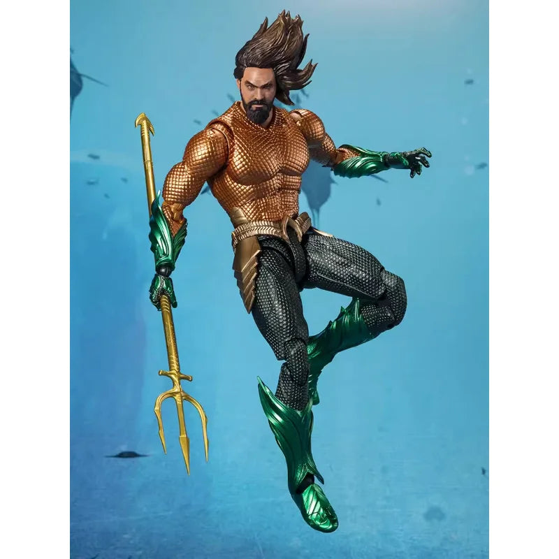 In Stock Bandai Aquaman and The Lost Kingdom Anime Figure SHF Aquaman Action Figure Collectibles Model High Poseability Toys