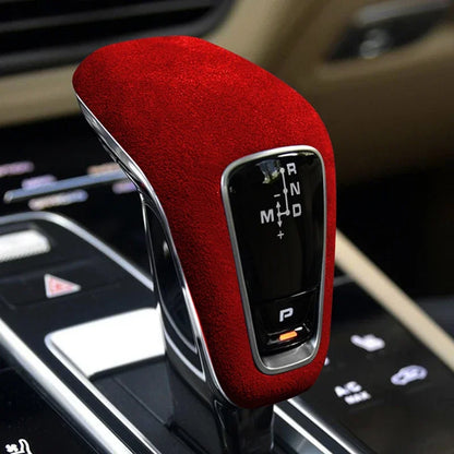 Suede Wrap Car Gear Shift Knob ABS Trim Cover Sticker For Porsche Cayenne 2018 2019 2020 2021 Coupe Turbo S Accessories