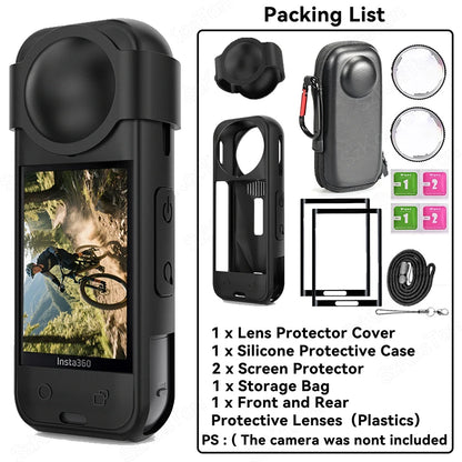 For Insta 360 X5 Camera Protective Accessory Kit Lens Guard/Silicone Protective Cover/Screen Protectors/Camera Case