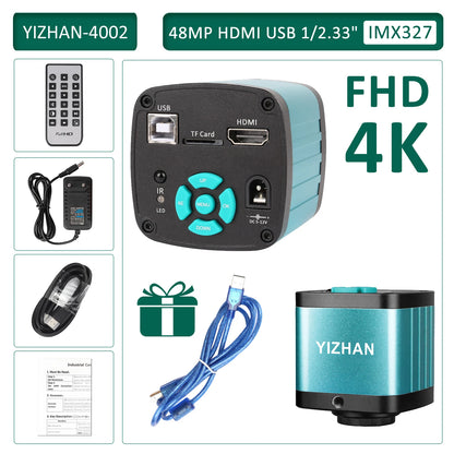 4K Microscope For Electronics 48MP Digital Microscope Camera Optional 1-150x Lens LED Light Foldable Bracket Phone Pcb Soldering