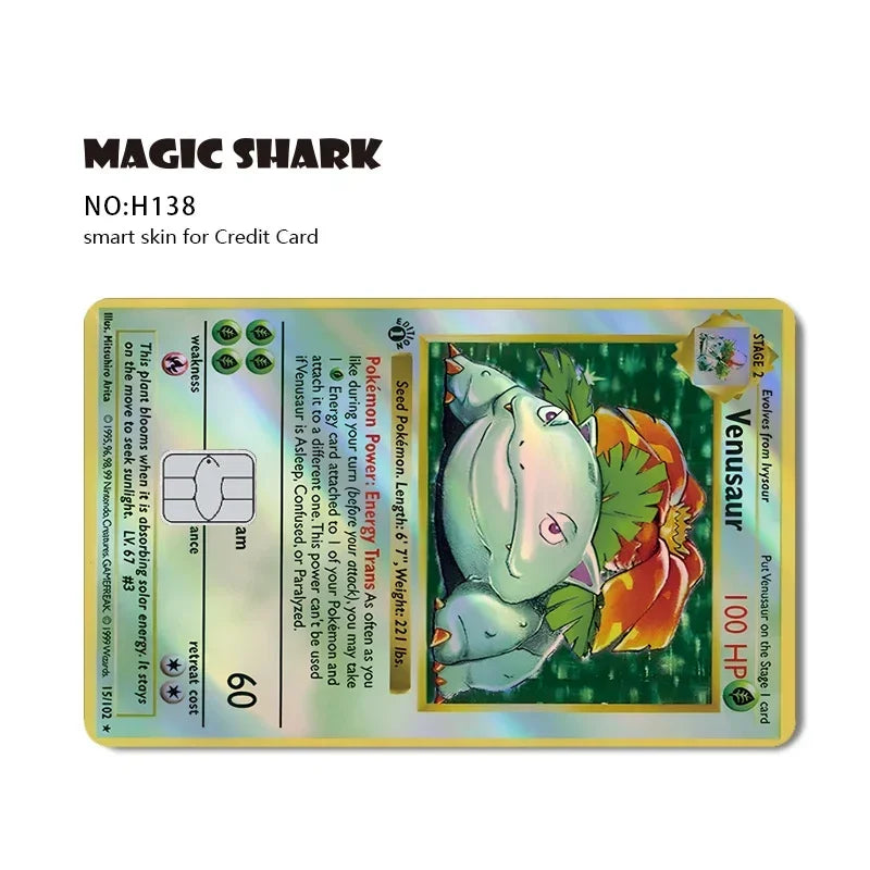 Charizard Gyarados Venusaur Blastoise Mewtwo Squirtle Snorlax Holographic Laser Credit Debit Card Film Skin Sticker