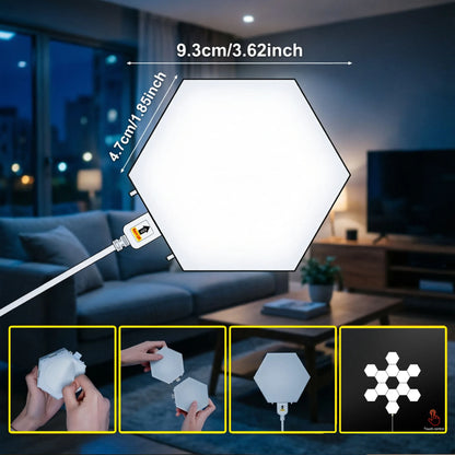 Touch Hexagon Panel Lights DIY Assembleable Honeycomb Night Light for Game Room Home Bedroom Decoration Christmas Birthday Gift